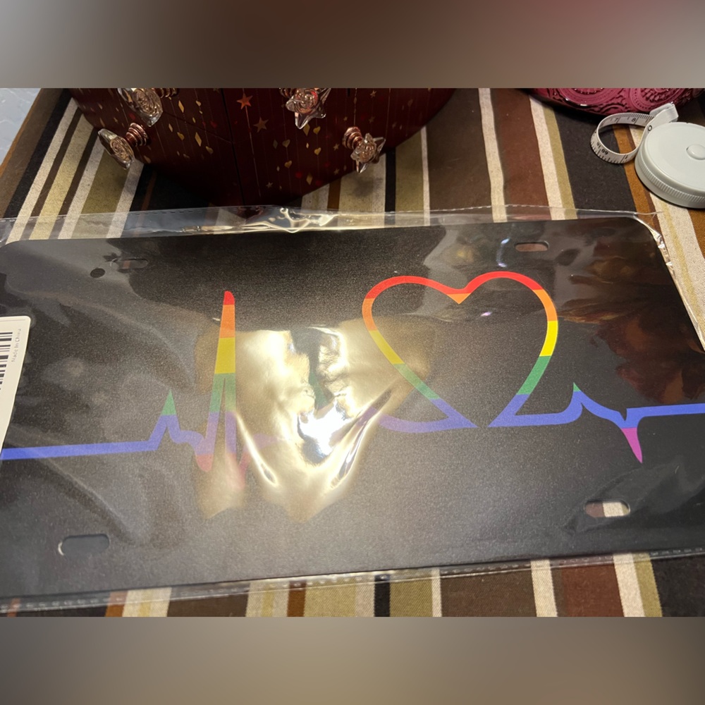Rainbow Pride Heartbeat License Plate - Picture 2 of 4